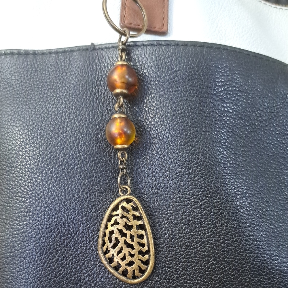 Hand Crafted Bag Purse Tote Jewelry Key Ring Decorative Vintage Jewelry Upcycle